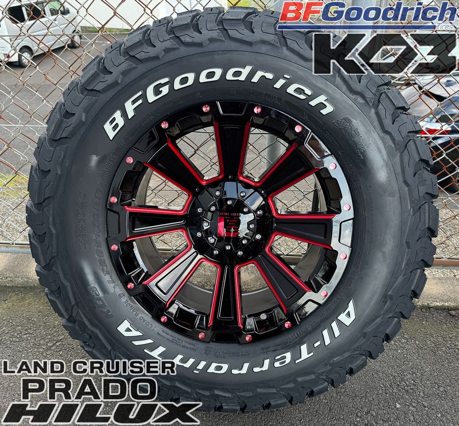 プラド,ハイラックス,サーフ,FJクルーザー,H3,パジェロ 17インチ BF グッドリッチ オールテレンKO3  265/65R17,265/70R17,285/70R17 LEXXEL DeathRock offroad style - メルカリ