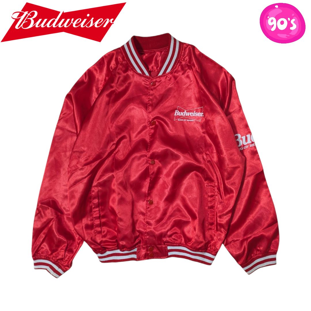 90s～ BUDWEISER レッド スタジャン ナイロンジャケット - メルカリ