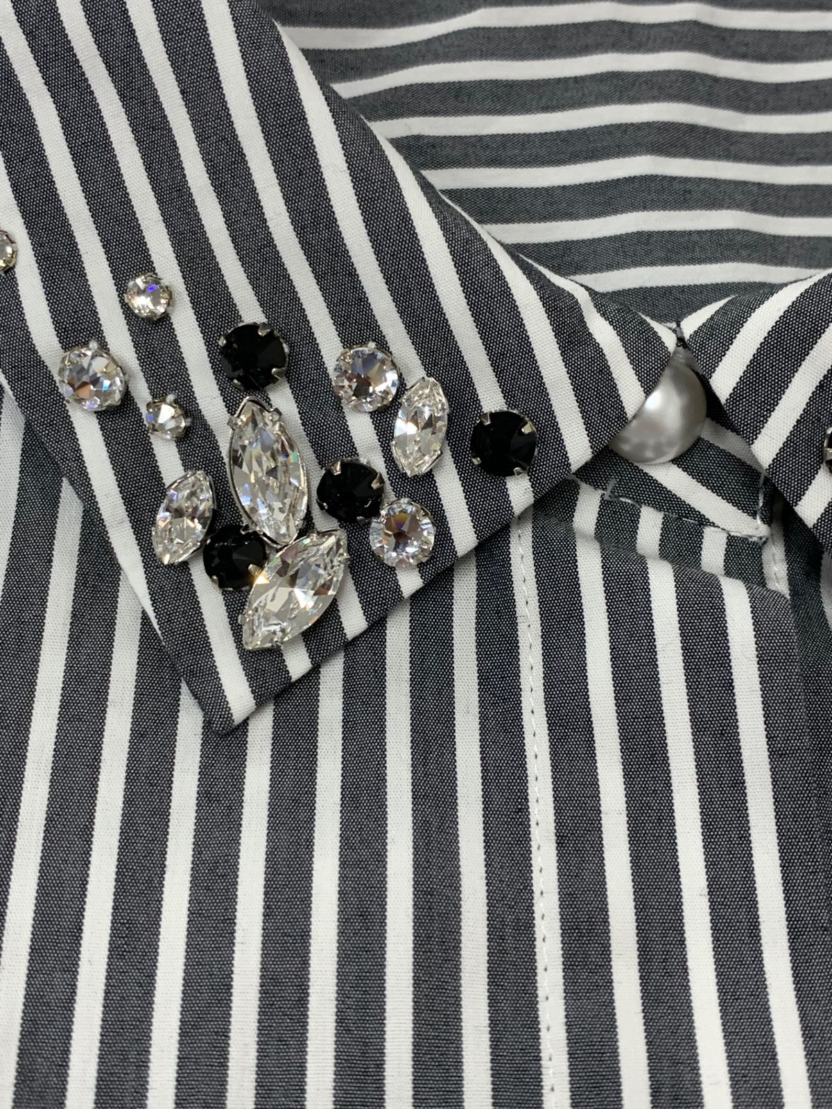 ルネ 6826940A ワンピース 36 グレー ストライプ ビジュー