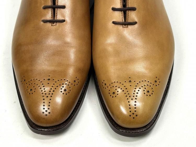 623 0925 使用数回 ジョージクレバリー クロケット製 ホールカット ライトブラウン カーフ 7.5 E