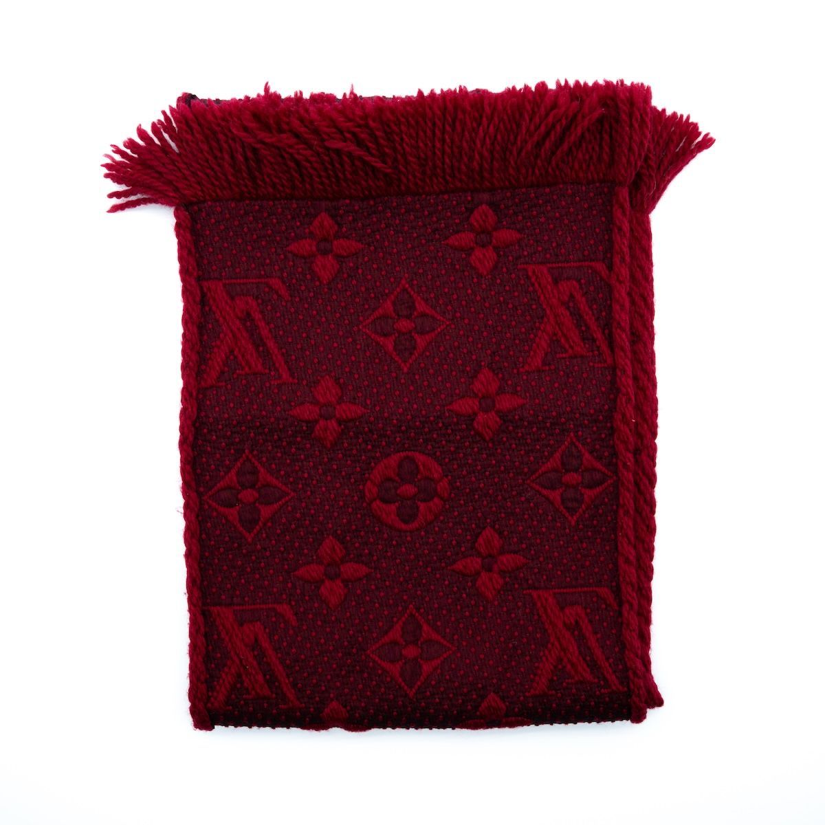 ルイヴィトン エシャルプ・モノグラム マフラー レッド ウール シルク ルイヴィトン エシャルプ・モノグラム マフラー レッド ウール シルク