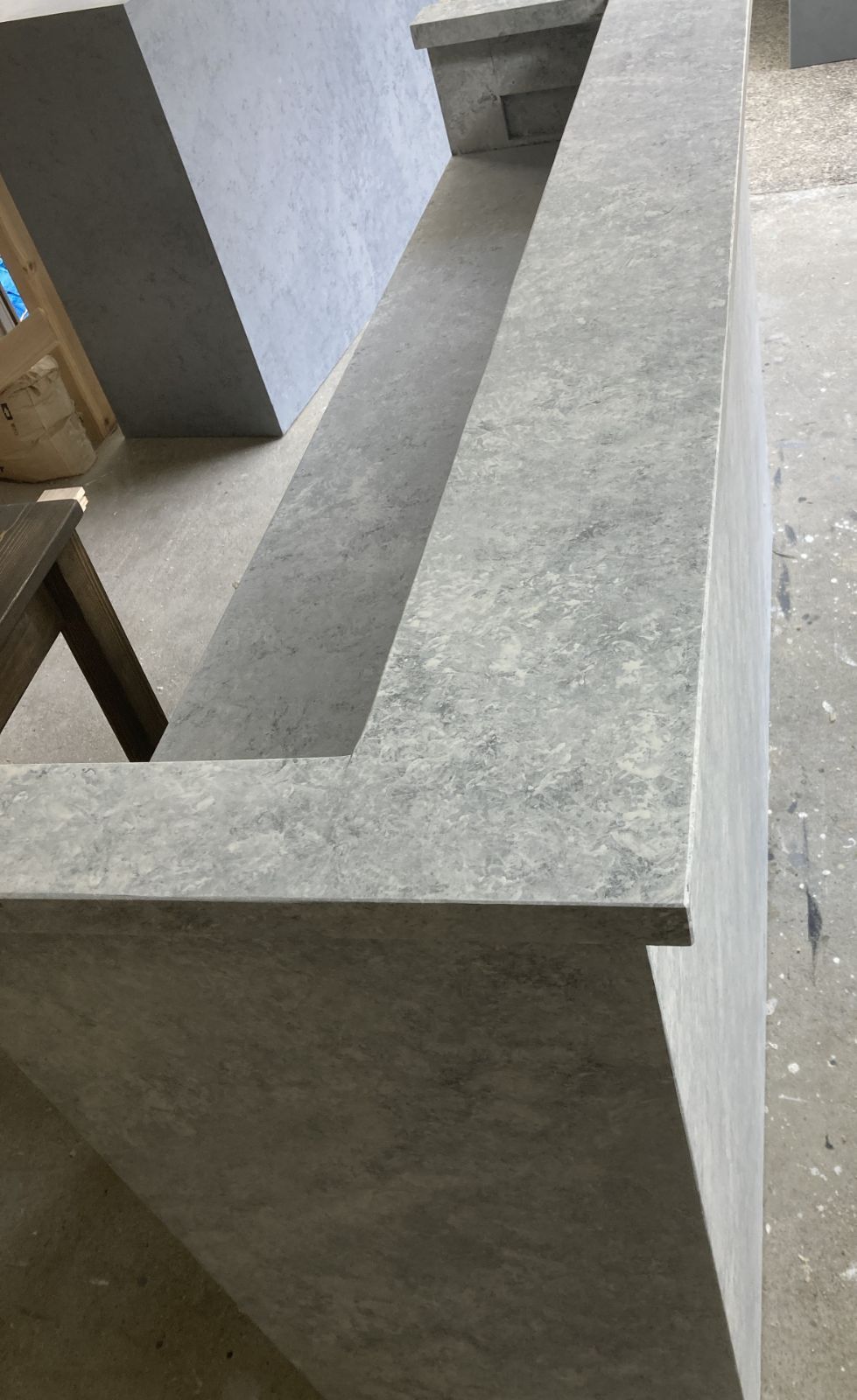 受注製作】☆ホワイトストーン柄☆石目☆御影調☆カウンターテーブル