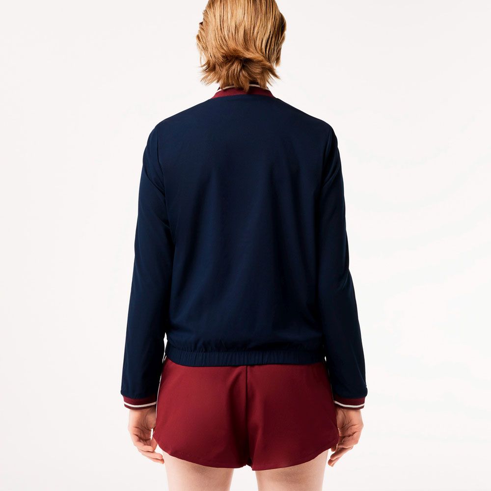 ラコステ LACOSTE テニスウェア レディース スリーブテーピングジップジャケット BF1026-99-166 2025FW タオルキャンペーン対象