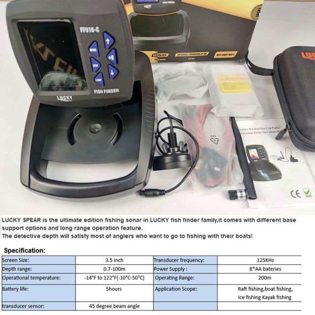 魚群探知機 ポータブル 魚探 日本語モデル スピアー 3.5インチ液晶 200KHz 振動子 ラッキー 丘釣り バス釣り 正規品 - メルカリ