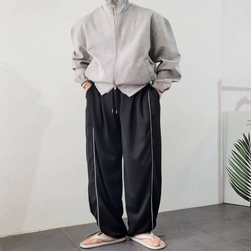 シャーリングかんたん！ゴムシャーリングの縫い方 メンズ ピンタック サイド 삥줄 ゴム シャーリング ワイド ジャージ パンツ 2 カラー