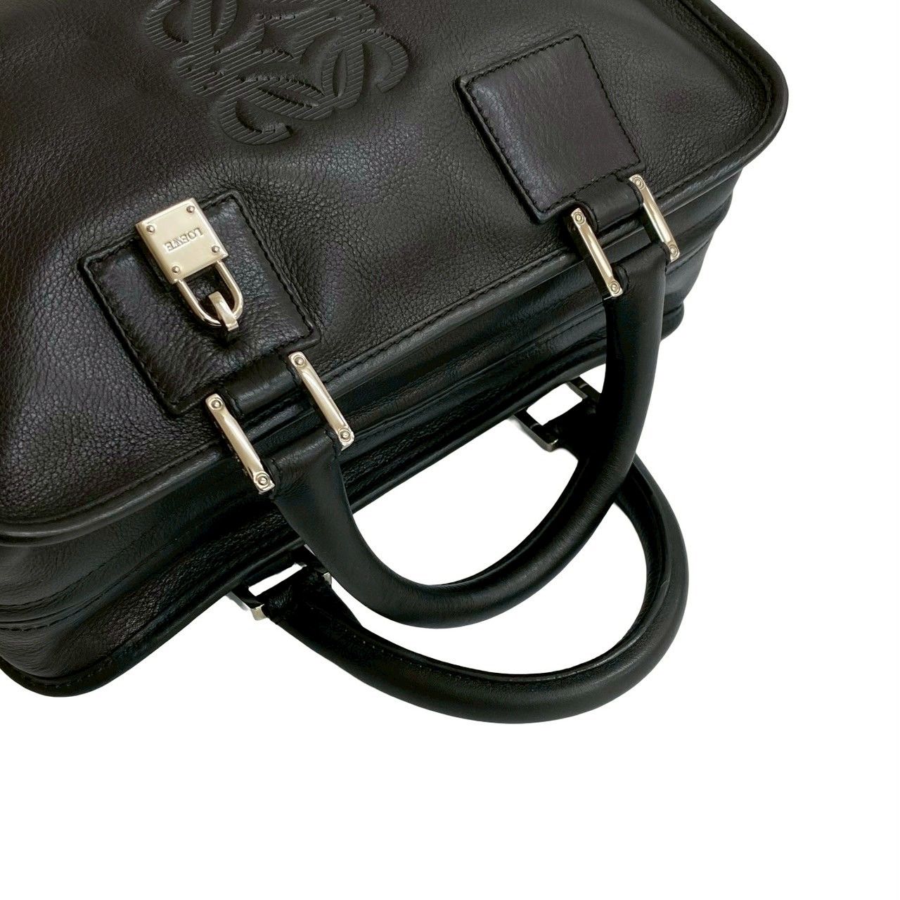 極美品 ロエベ アマソナ40 ハンドバッグ アナグラム ゴールド金具 ブラック 極美品 ロエベ アマソナ40 ハンドバッグ アナグラム ゴールド金具