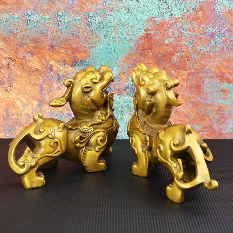 貔貅 置物 オブジェ 金 ゴールド 2ペア 黄金 風水 開運 伝統的 運 金運 健康運 出世運 家庭運 家内安全 インテリア 玄関 リビング 贈り物 魔除け オフィス 幸運 龍 龍の置物