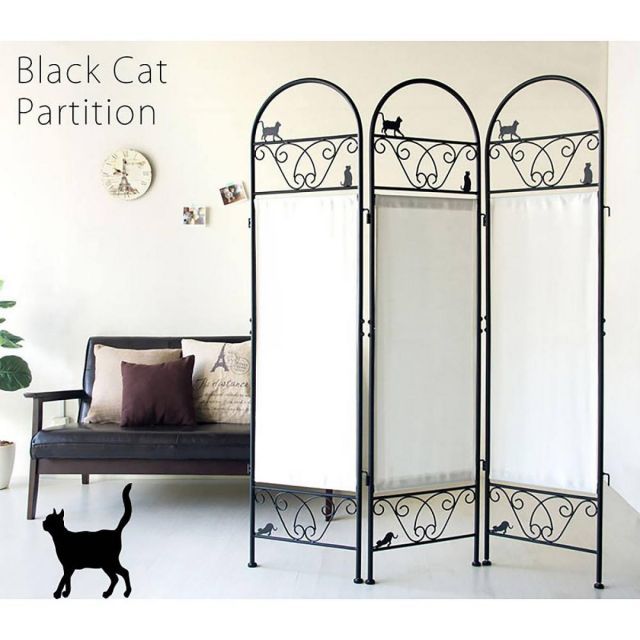 宮武製作所 猫のパーテーション3連 SK-2828 新生活 インテリア 家具 おしゃれ デザイン