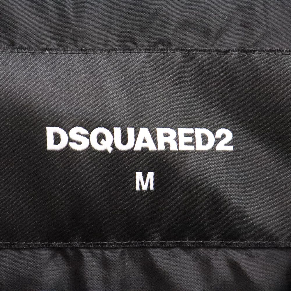 DSQUARED2 (ディースクエアード) 19AW ナイロン中綿 バックプリント フーデッド コート ブラック S74AH0065