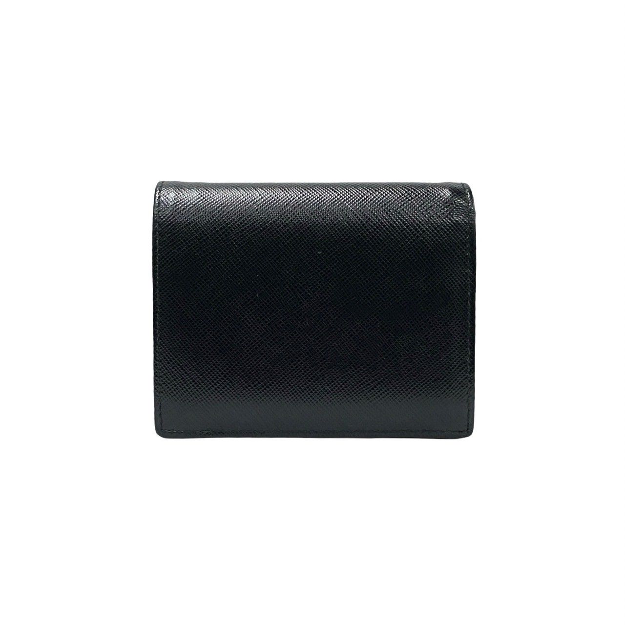 極美✨プラダ ケース ミニ財布 サフィアーノレザー ロゴ金具 ブラック 極 美品 箱付き PRADA プラダ ロゴ 金具 サフィアーノ レザー 本革 二