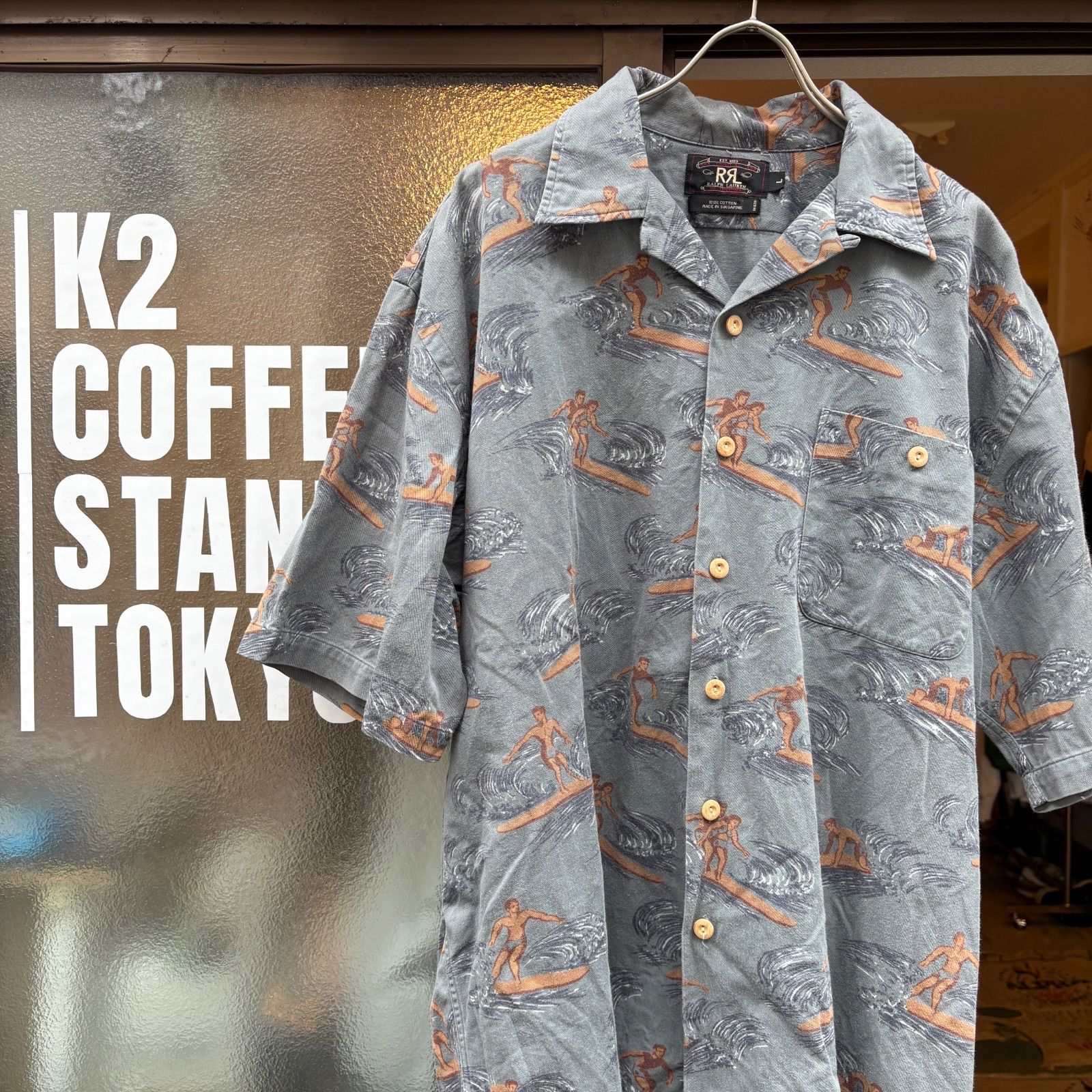 90 s 1993〜98 s RRL COTTON S S Open-Collar Aloha Shirt - Size L