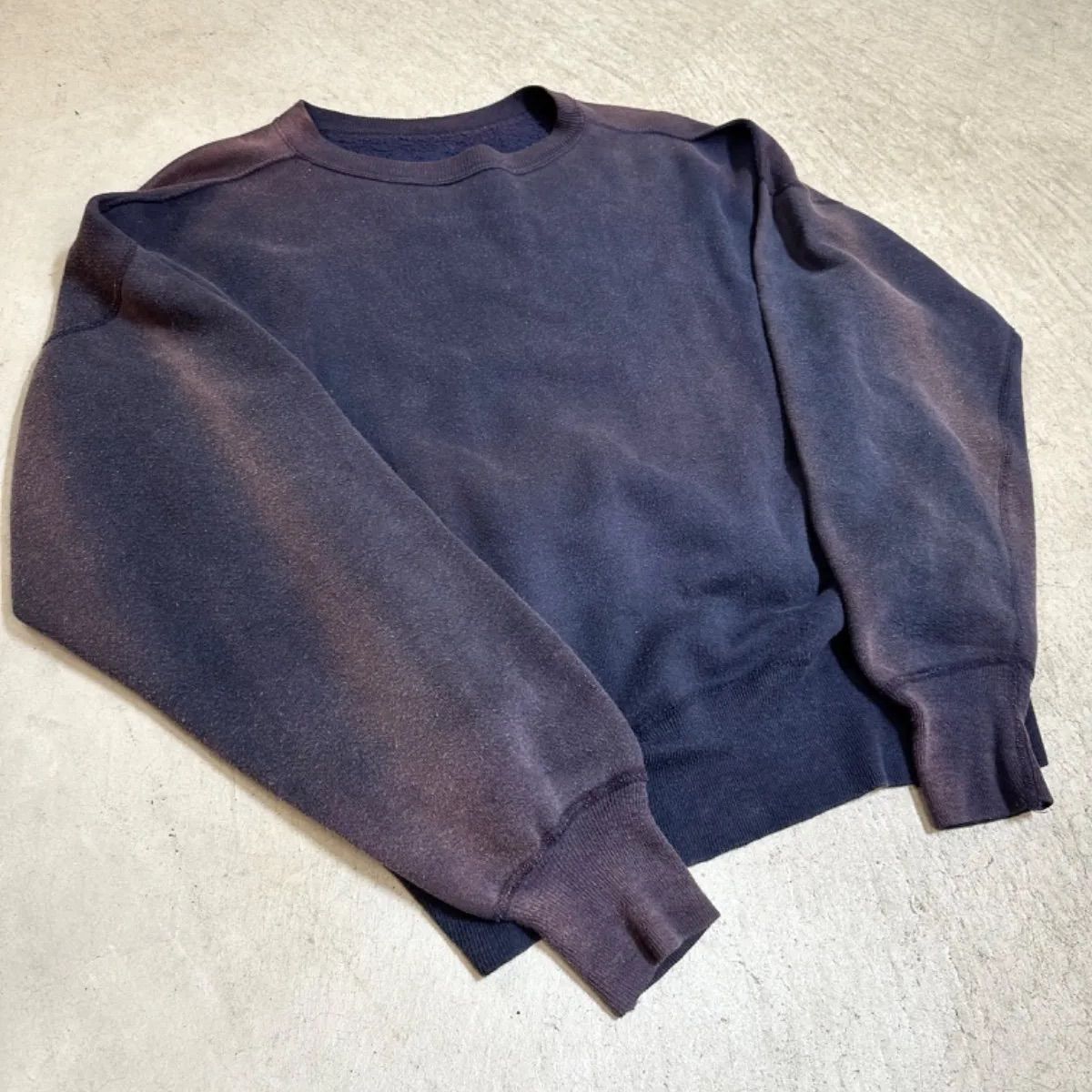 vintage ナス紺 スウェット サンフェード ボロ ナス紺 フェード グッドプリント 90s オールドスケート usa