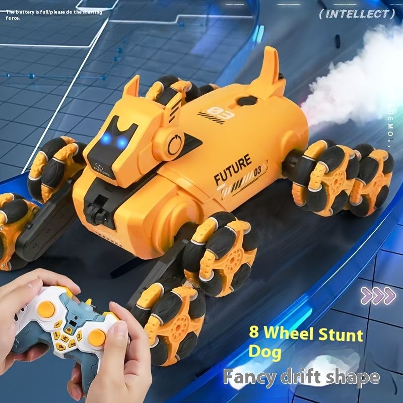 スタントリモコンカーおもちゃ、2.4GHz 360回転ロボット犬とライト＆サウンド付き、変形ドリフトクライミングレーシングカー、USB充電式、クールな誕生日プレゼント