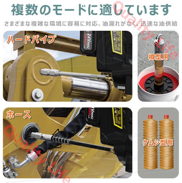【激安!正規品!!】 電動グリスガン デュアル電池 充電式 コードレス プログリースガン 速度6段階調整 24V 12000PSI高圧 樽型●ケムシ型用 1台2役 掘削機グリースガン 農業機械 車 オートバイのメンテナンス 船舶用