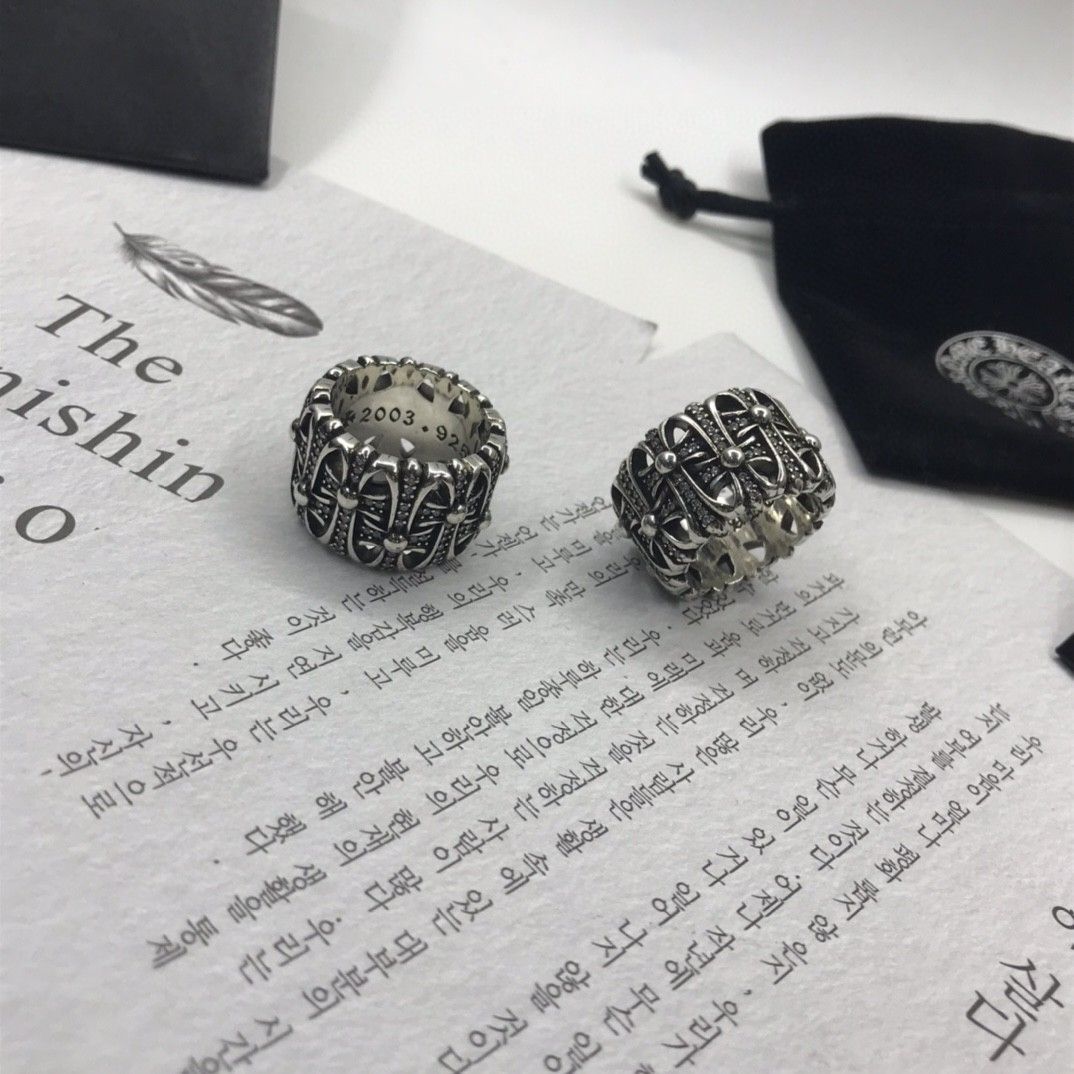 クロムハーツ   Chrome Hearts 指輪 リング 刻印 ダイヤモンド 男女兼用 十字