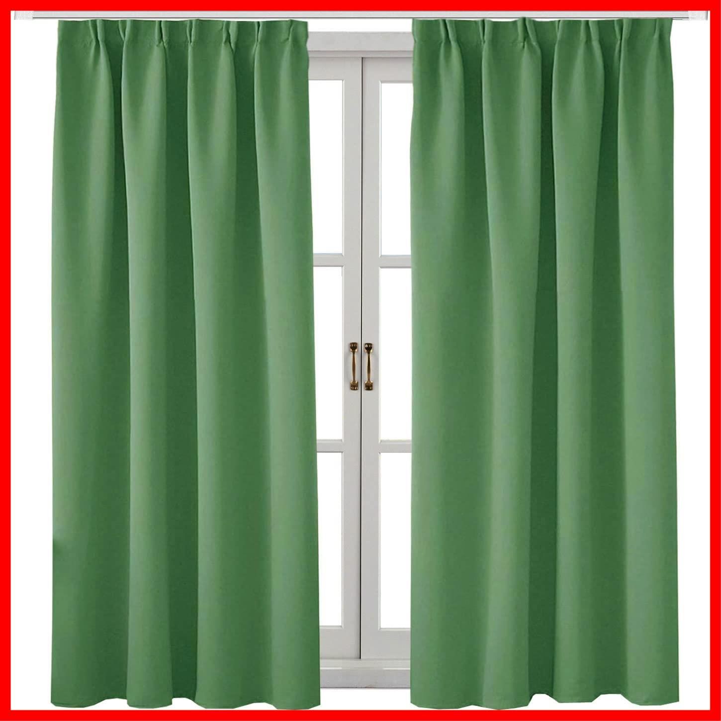 厚地カーテン 幅150cm×丈240cm2枚 グリーン 厚地カーテン 幅150cm×丈240cm2