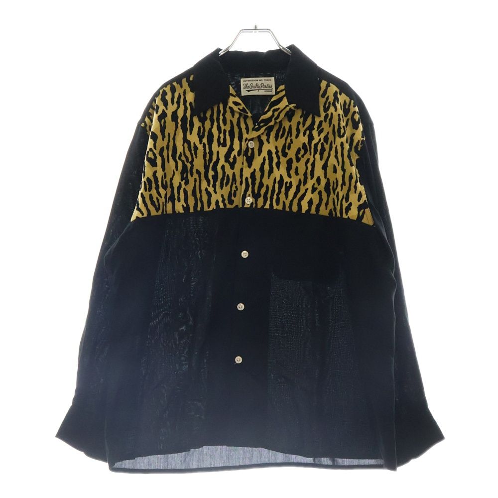 WACKO MARIA ワコマリア 22AW TWO-TONE 50 S SHIRT L|S TYPE-2 ツートン コーデュロイレオパード切り替え 長袖シャツ ブラック