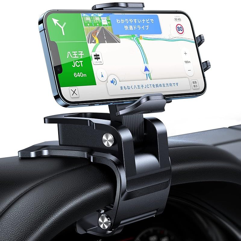 【2024年進化＆地震でも安定】Andobil スマホホルダー 車 クリップ 【クリップ力アップ・高安定性】 スマホスタンド クリップ式 車載ホルダー 車載 車用 すまほほるだー 手帳型ケース対応 片