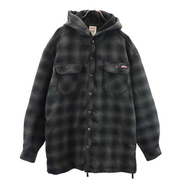 ディッキーズ チェック柄 ジャケット XL グレー系 Dickies 裏起毛 フード メンズ 古着 【231120】