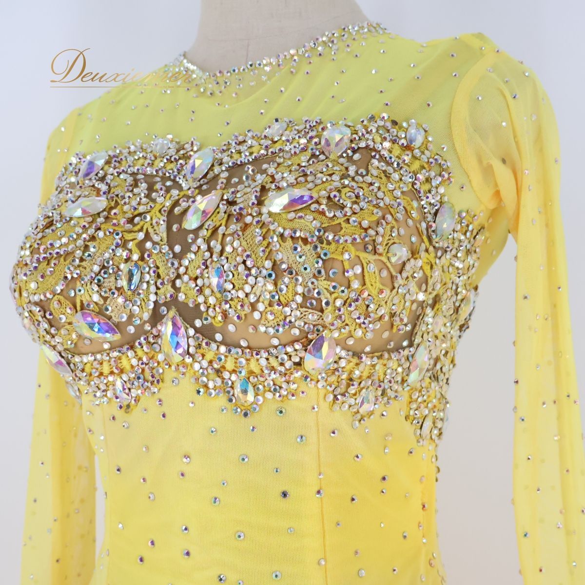 社交ダンスドレス イエロー デモ 競技用 ボリューム パーティ 発表会