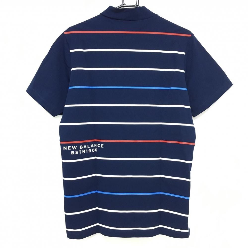 new balance golf - 【超美品】ニューバランスゴルフ 半袖ハイネックシャツ 白×ネイビー ボーダー ロゴレッド  レディース 1(M) ゴルフウェア New Balance 超美品】ニューバランスゴルフ 半袖ハイネックシャツ ネイビー