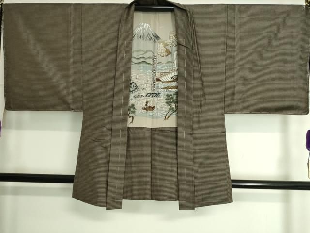 平和屋本店■極上　男性　紬　アンサンブル　キングサイズ　横段文　生壁色地　逸品　未使用　CZAA2607s5 平和屋本店□極上 男性 紬 アンサンブル キングサイズ 横段文 生壁色地