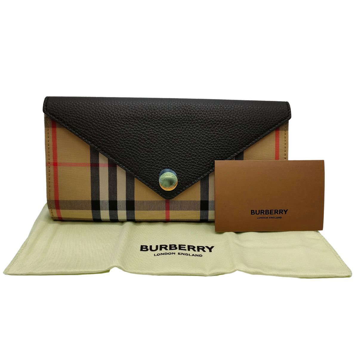 ✨極美品✨BURBERRY バーバリー ヴィンテージチェック　長財布　折り財布 極美品】バーバリー ヴィンテージチェック レザー 長財布 レッド
