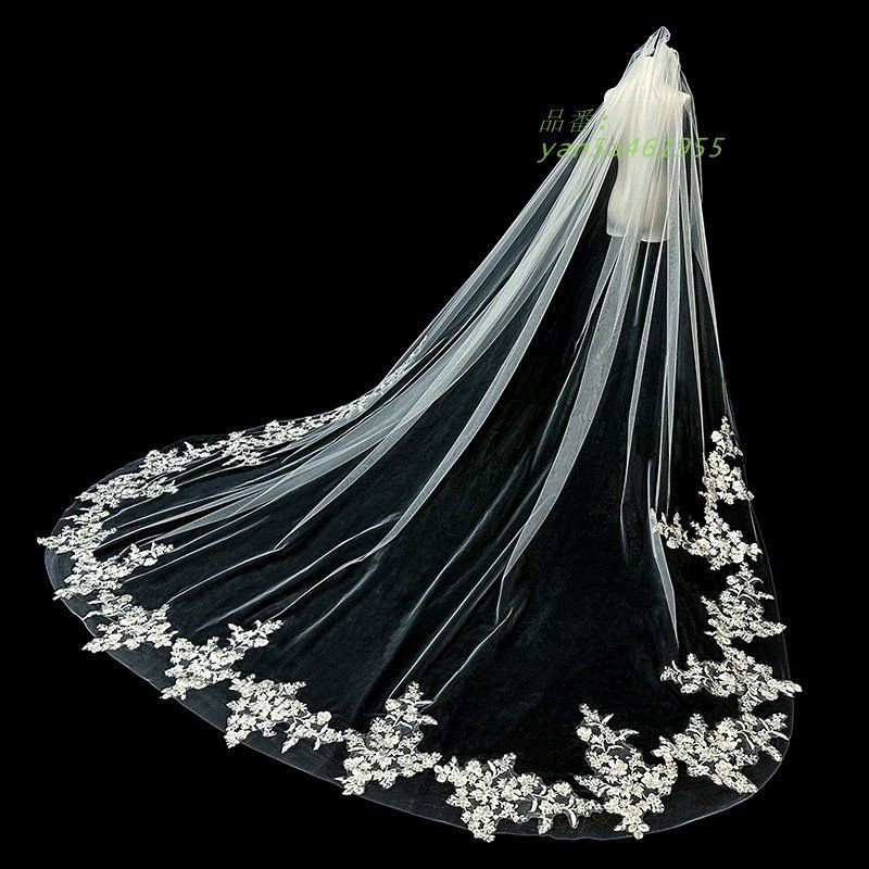 ウエディングベール フェイスアップベール コーム付き ウェディングベール ロングベール 花モチーフ 二次会 花嫁 ブライダル ホワイト米 披露宴 結婚式 yan5a461955