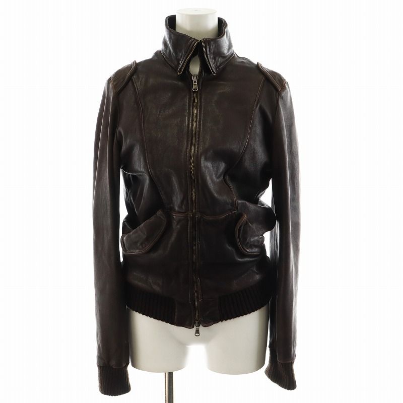 ジョルジオブラット GIORGIO BRATO レザージャケット 革ジャン 38 S 茶