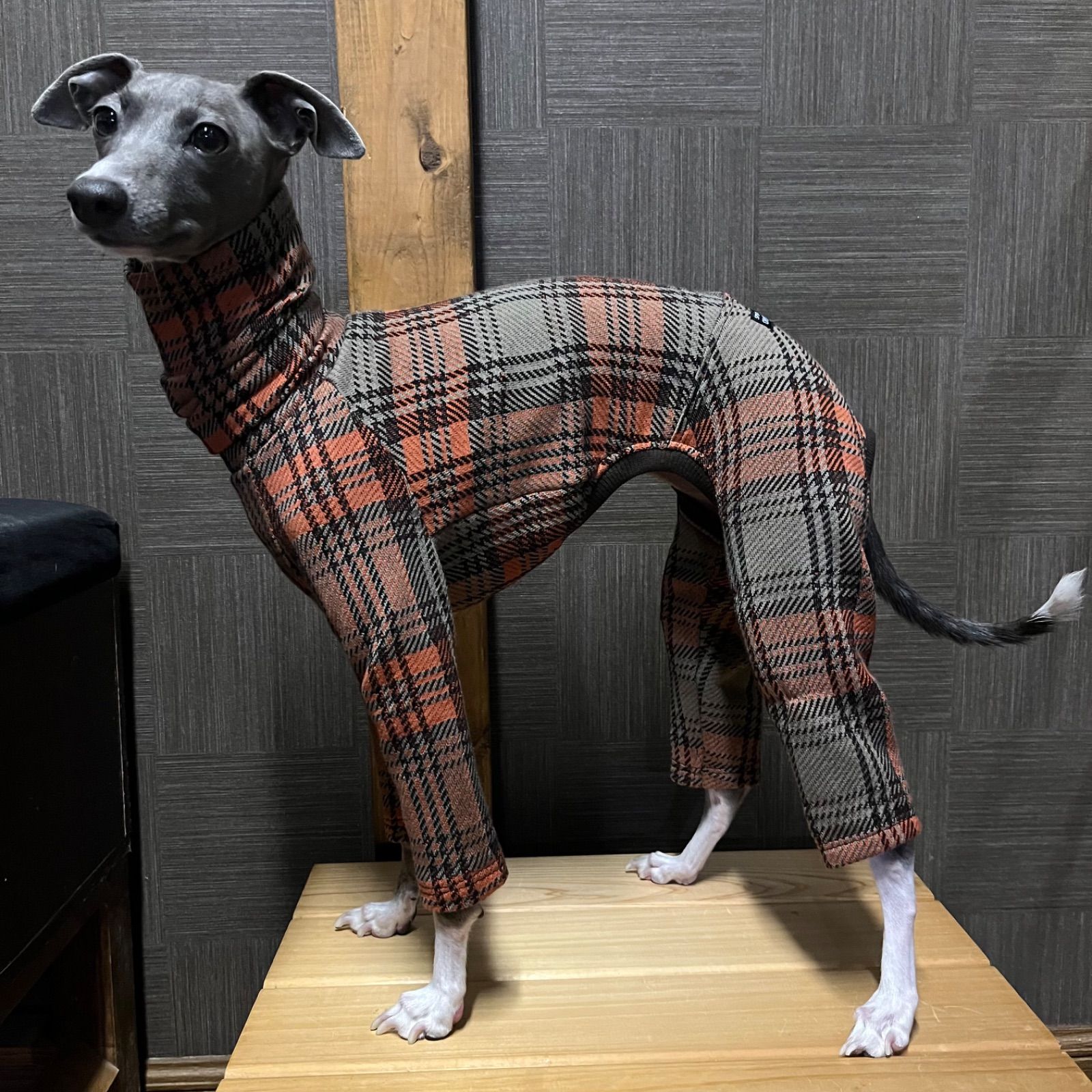 チェック柄のロンパース　イタグレ服　犬服　ハンドメイド チェック柄のロンパース イタグレ服 犬服 ハンドメイド 【公式通販】