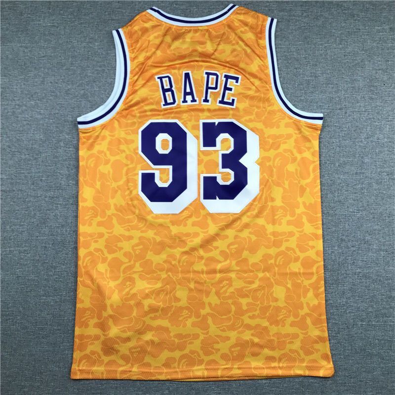LAKERS BAPE ジャージ 93 Mitchell & Ness - BAPE - Lakers #93 Jersey - Yellow & Purple