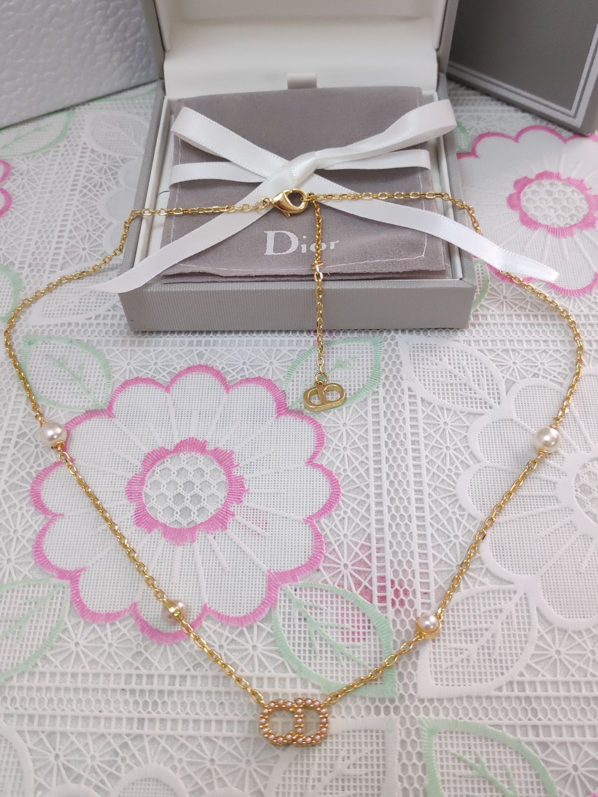 【美品】Dior Clair D Lune ディオールCDロゴネックレスゴールド Christian Dior ディオール DIOR ネックレス レディース Clair D