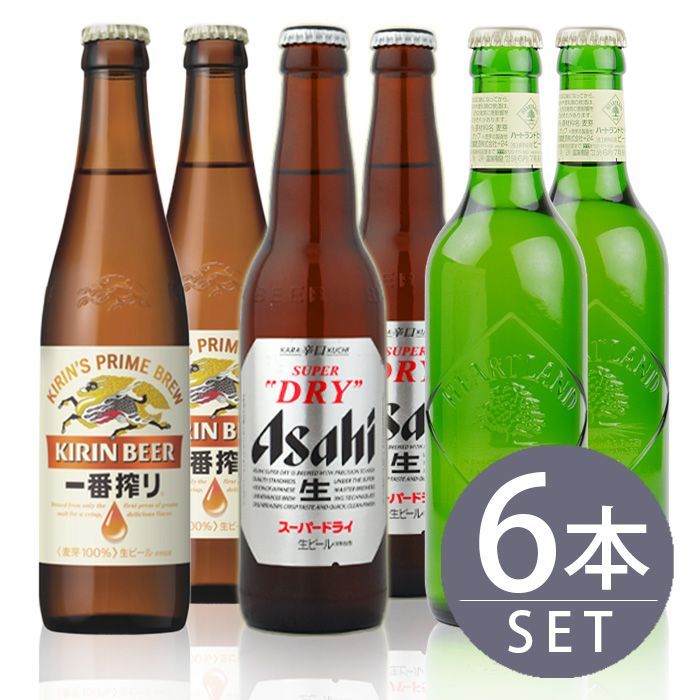 一どん小瓶及び大瓶のセット ラベルに小さい破れあり 瓶ビール小瓶6本セット】キリン一番搾り小瓶×2本・キリンハート