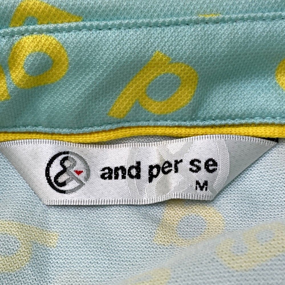 サイズ：M AND PER SE アンパスィ 半袖ポロシャツ 総柄 ブルー系