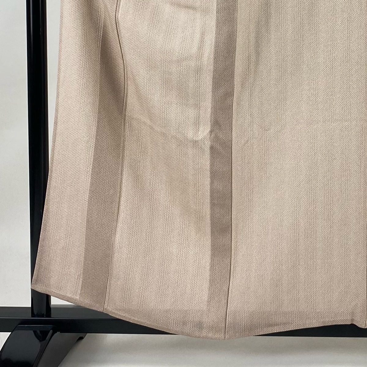 小紋 身丈157cm 裄丈61.5cm S 単衣 絽 幾何学 ピンクベージュ 正絹 美  