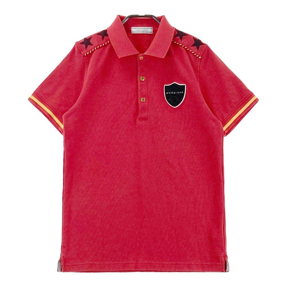 サイズ：M MARK&LONA マークアンドロナ 半袖ポロシャツ 黒×白×赤