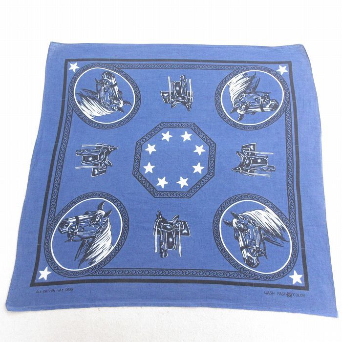 ビンテージ バンダナ ネイビー クロス柄 オリジナル ネイビー 紺