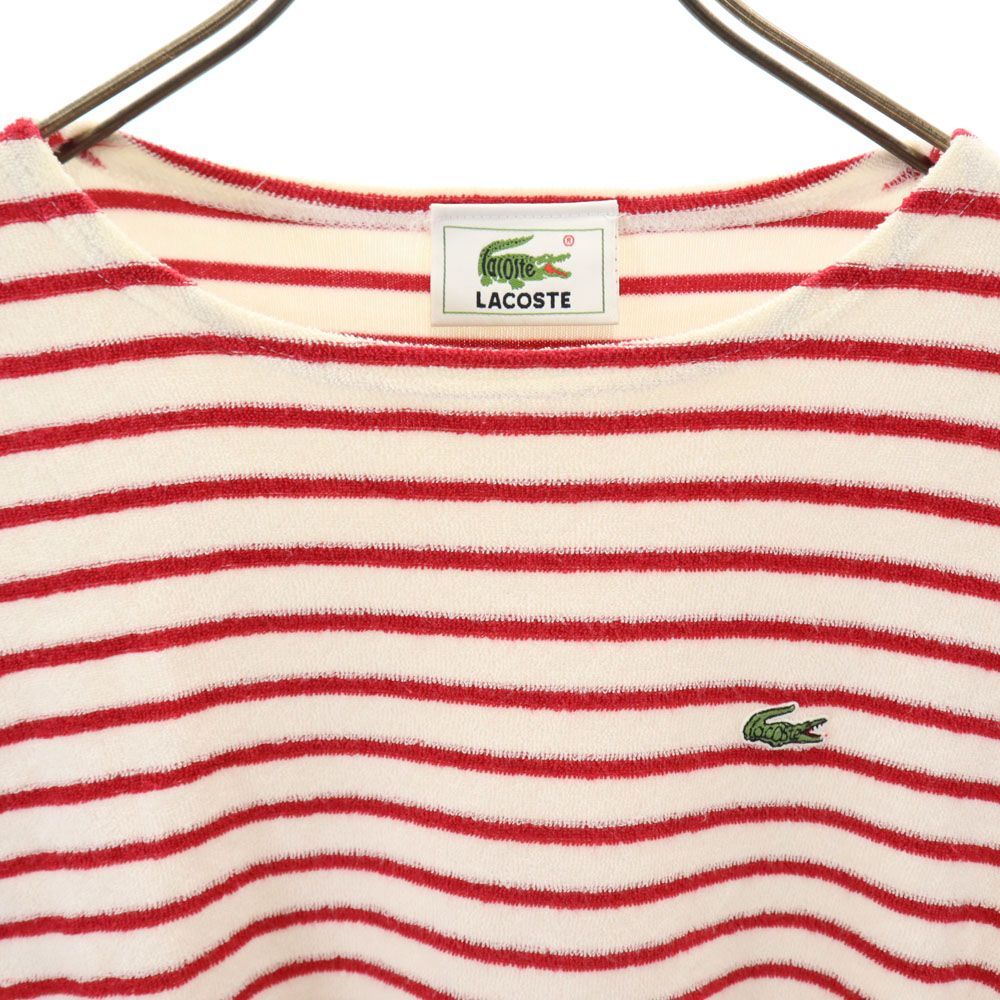 ラコステ ボーダー 長袖 Tシャツ 40 ホワイト系 LACOSTE パイル生地