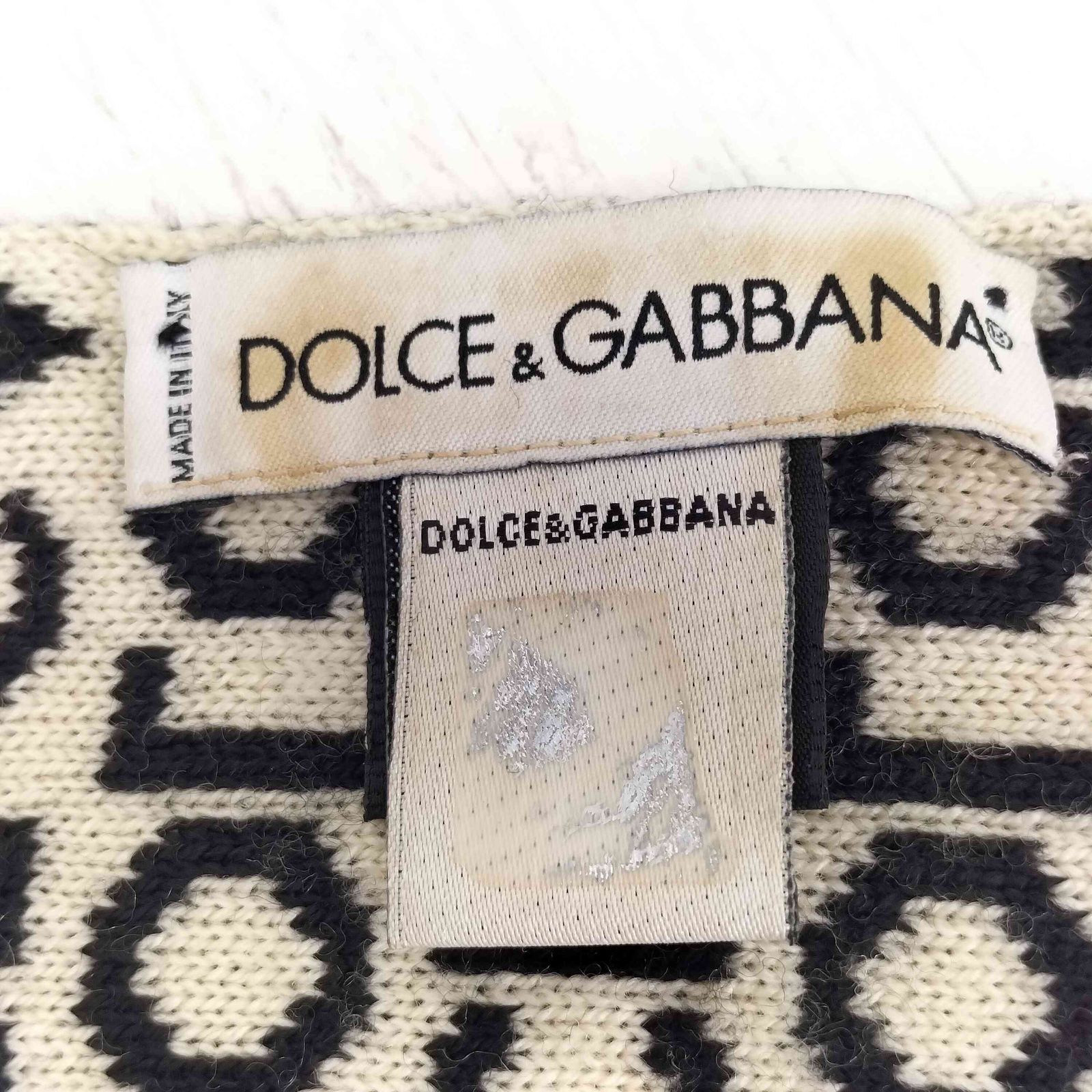 美品　ドルチェアンドガッパーナ　ウール混マフラー　英字ロゴデザイン　茶系 ドルチェアンドガッバーナ DOLCE&GABBANA イタリア製 LANA WOOL
