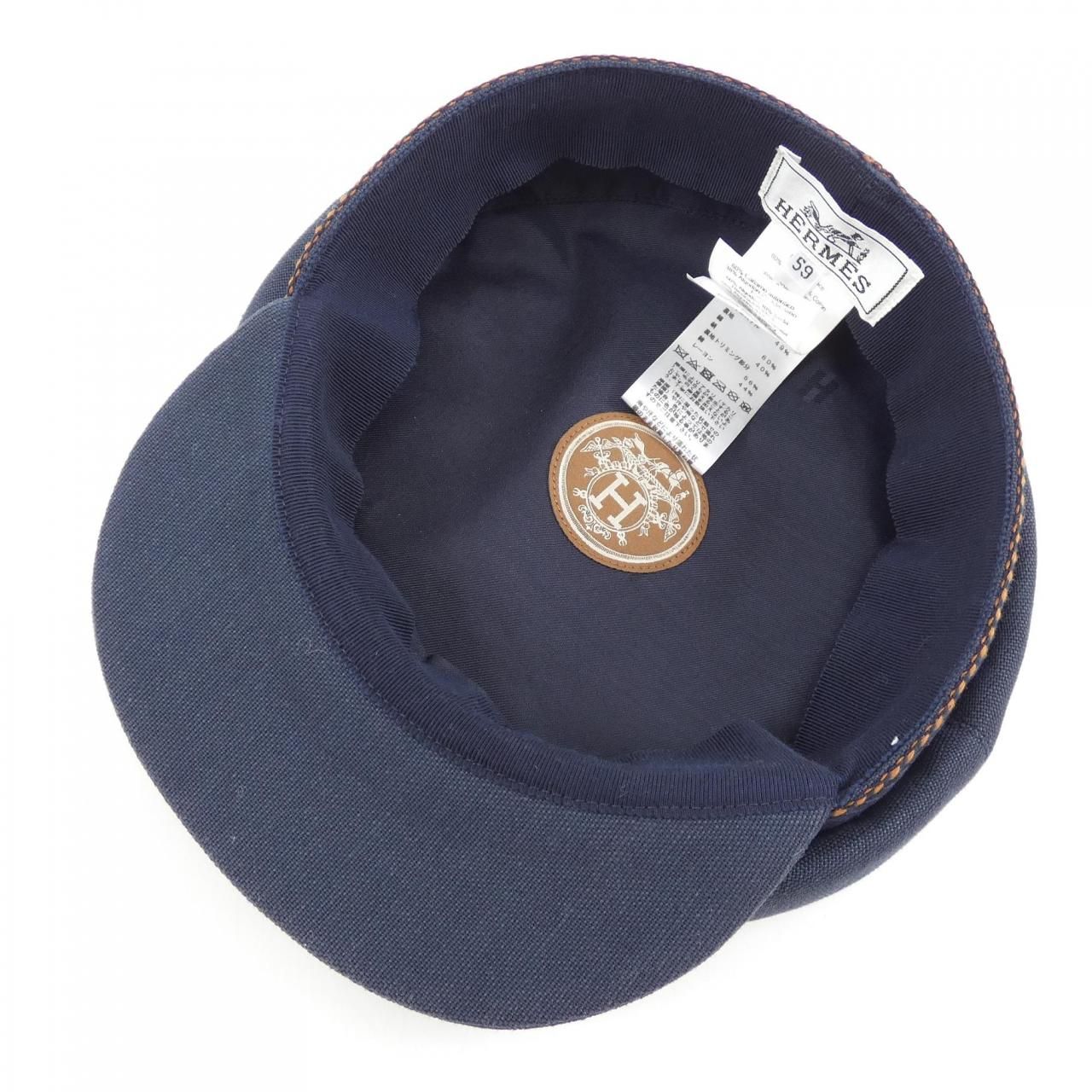 エルメス HERMES キャップ 60 - コットン グレー×ライトグレー 美品