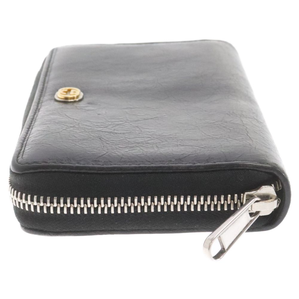 GUCCI (グッチ) インターロッキングG レザー ラウンドファスナー ウォレット 長財布 ブラック 575988 0416