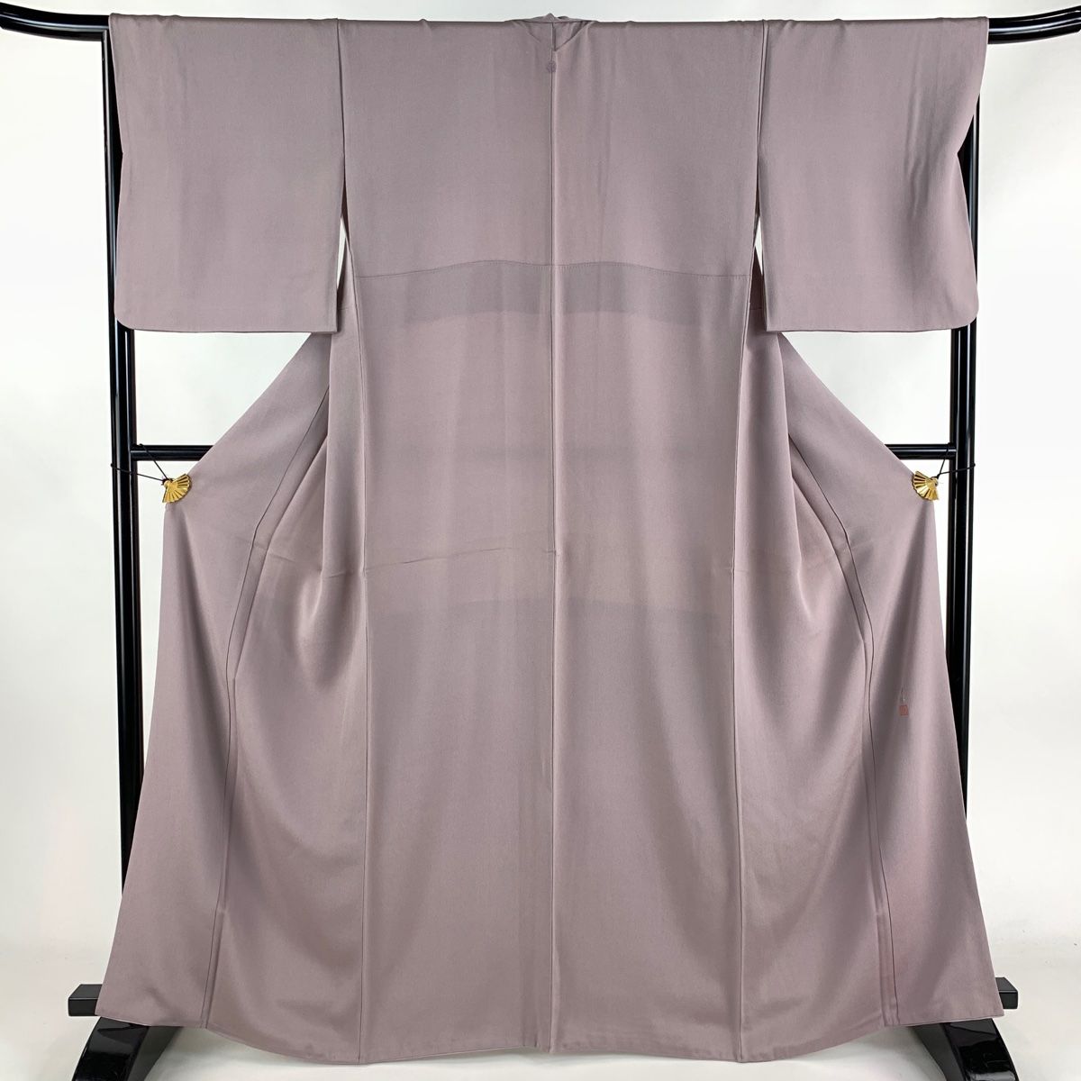 色無地 身丈163cm 裄丈67cm M 袷 松尾光琳 落款 灰紫 正絹 秀品 一つ紋