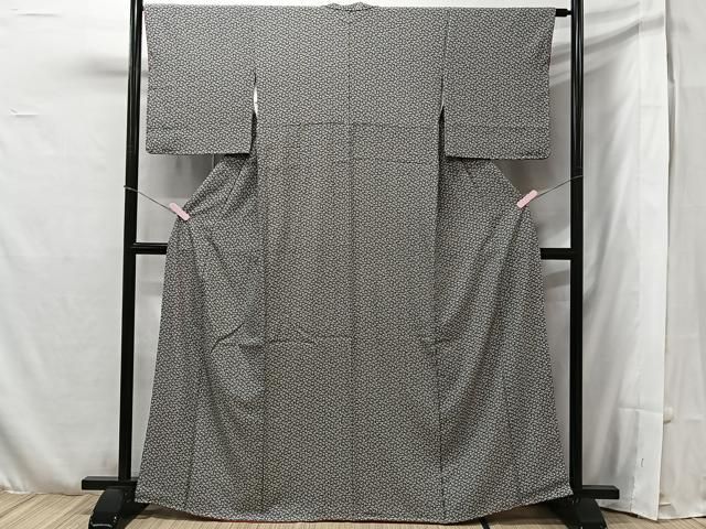 江戸小紋 正絹 一つ紋 共八掛 上品なデザイン 着物 i-2874