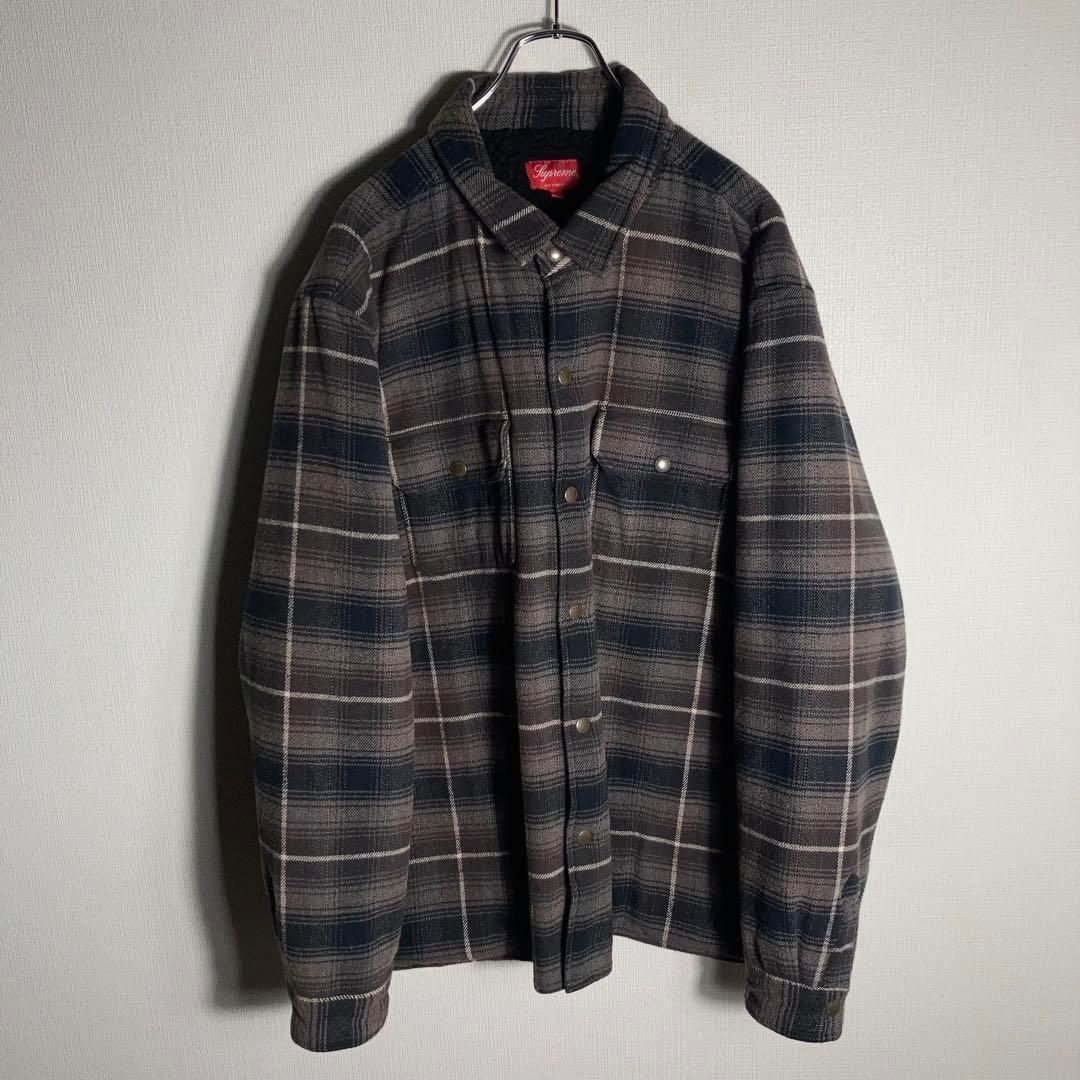 XLサイズ】SUPREME 刺繍ロゴジャケット オンブレチェック 裏地