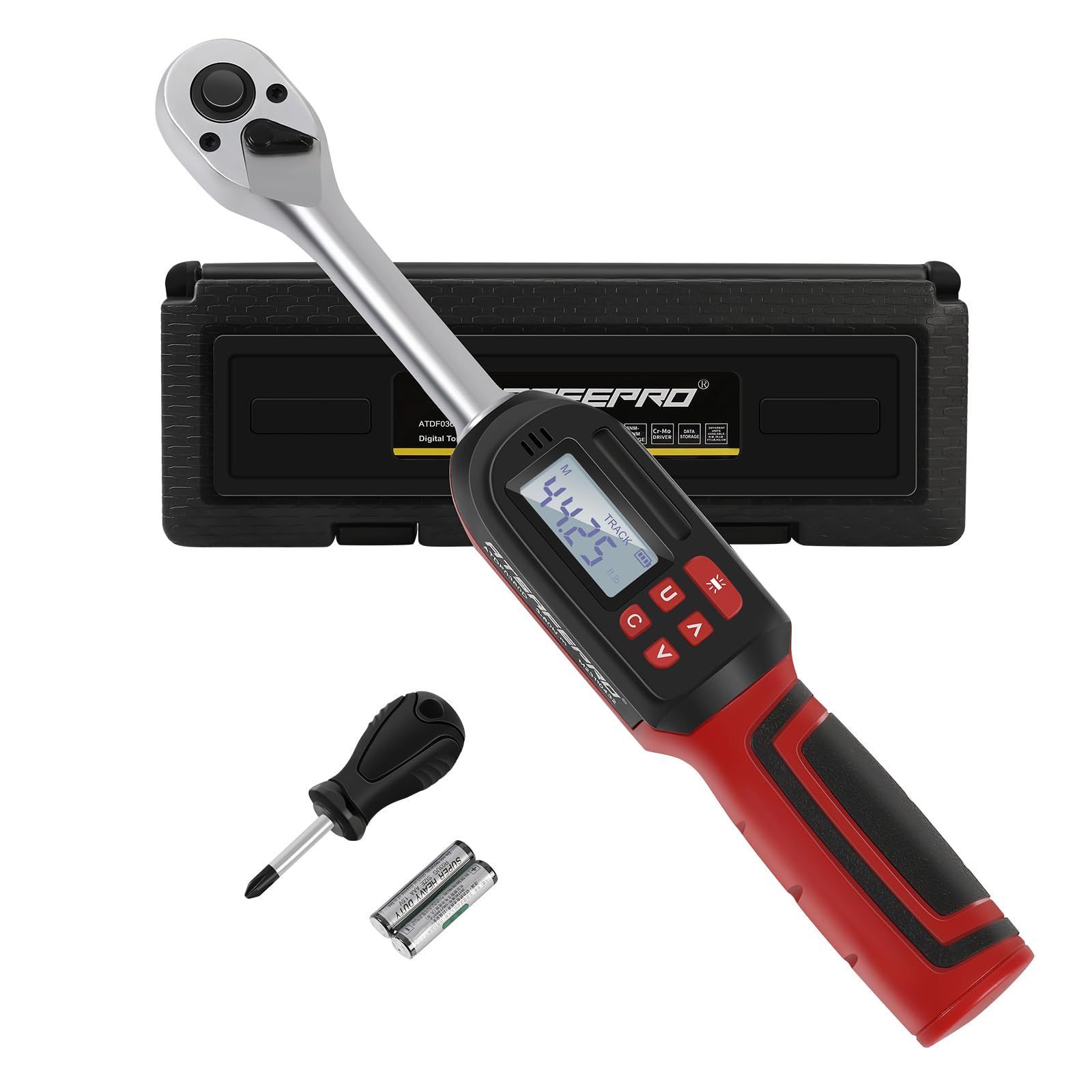 ATsafepro デジタルトルクレンチ 9.5 mm差込角 3|8インチ 3-60N.m プリセット型 ブザー-LED警告灯内蔵 トルクレンチタイヤ交換 自転車 オートバイ 自動車のメンテナンスツールキット 機器校正証明書 日本語取扱説明書付