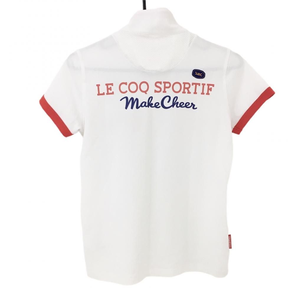 ルコック 半袖ハイネックシャツ 白×オレンジ ハーフジップ 複数ワッペン レディース M ゴルフウェア le coq sportif - メルカリ