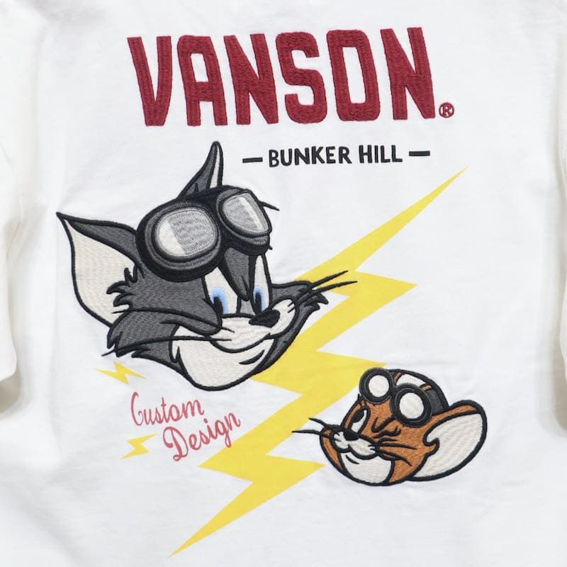 新品 メンズ トムとジェリー VANSON コラボ 半袖 tシャツ 半袖Tシャツ ティーシャツ バック 刺繍 胸刺繍 バンソン バイカー トムジェリ  レディース ユニセックス 白 ホワイト 黒 ブラック - メルカリ