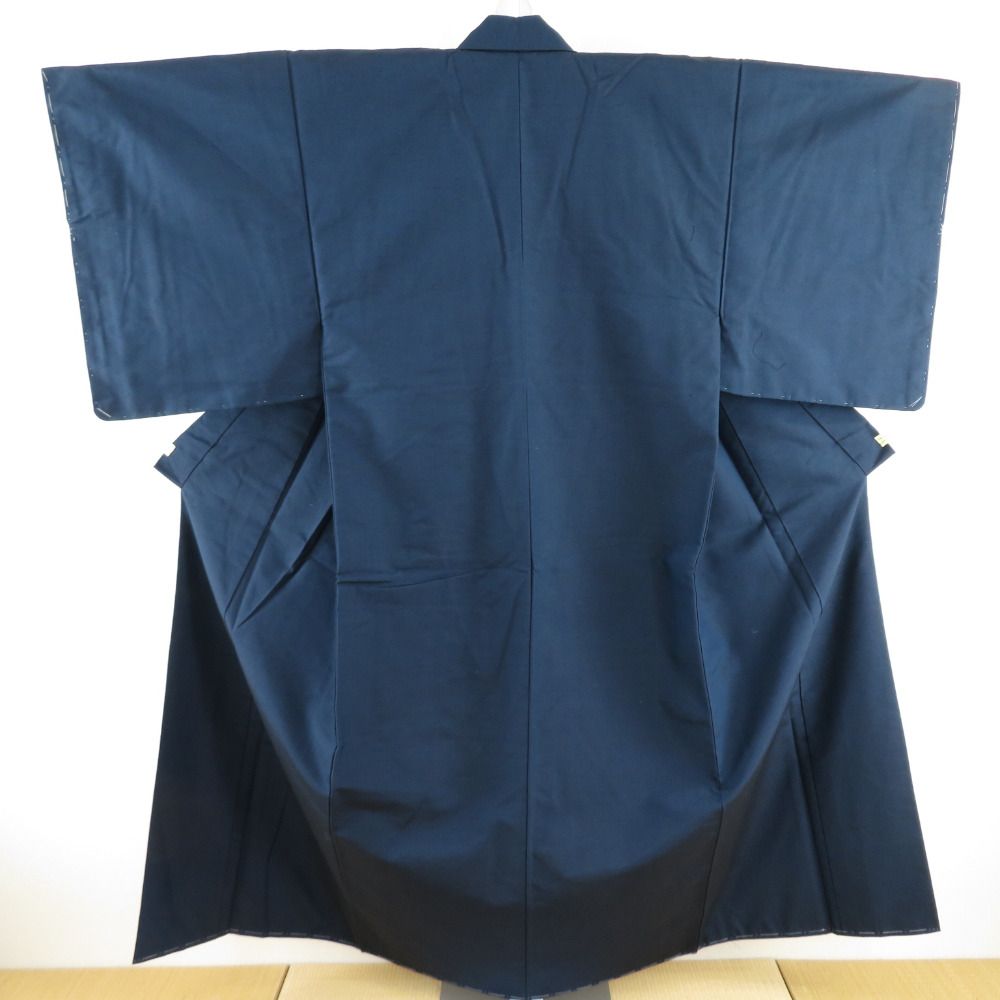 男着物 アンサンブル 紬 袷 紺色 正絹 男性用きもの メンズ 仕立て 男着物 アンサンブル 紬 袷 紺色 正絹 男性用きもの メンズ 仕立て