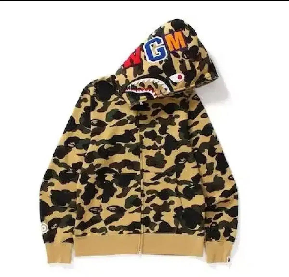 A BATHING APE(アベイシングエイプ) シャーク フード 黄色 フード付き ジップアップパーカー 新品