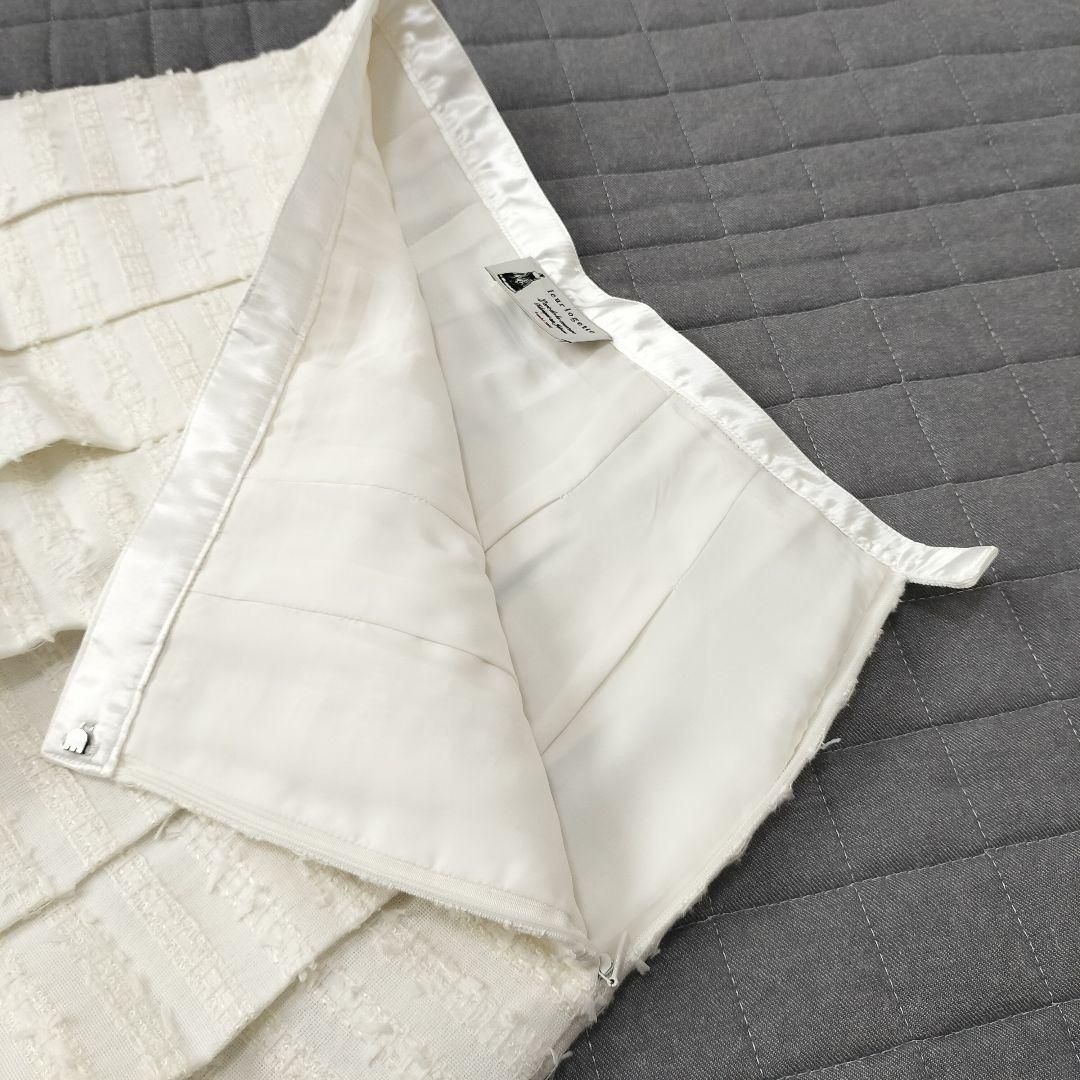 leur logette ルールロジェット ツイード 太プリーツ タックスカート 白 ホワイト サイズ1 S M GULLKHAN_COM